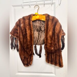 Luxurious Brown Mink Fur Shawl